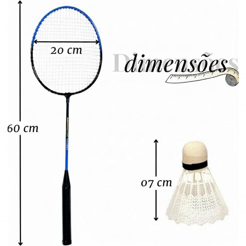 Kit Badminton 2 Raquetes Peteca Jogo De Frescobol Raqueteira Esporte Com Bolsa Transporte - 2