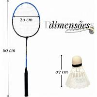 Kit Badminton 2 Raquetes Peteca Jogo De Frescobol Raqueteira Esporte Com Bolsa Transporte - 2