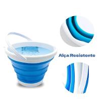 Balde Dobravel Compacto Silicone Para Camping Gelo Garrafas Lavanderia Agua Multiuso Flexivel 10l Azul - 8