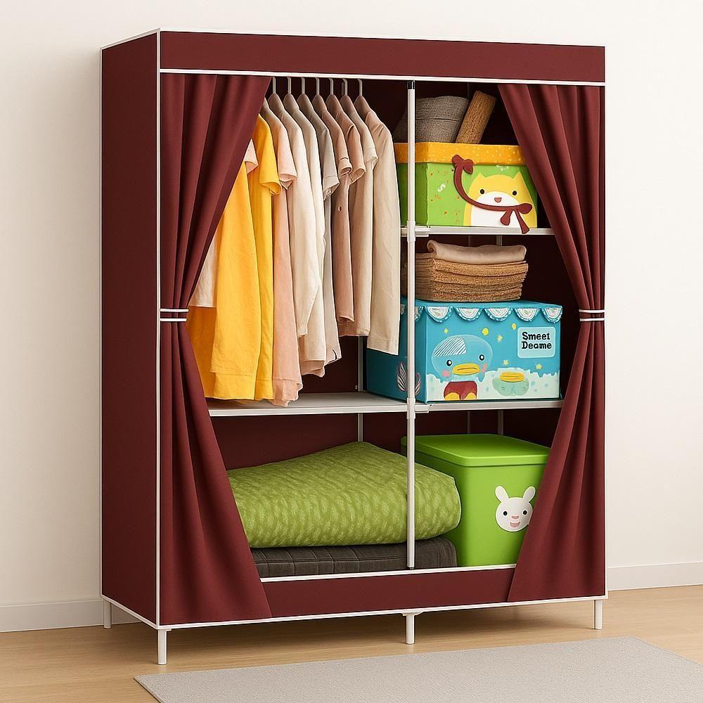 Guarda Roupa Grande 105cm Estante Cabideiro Arara Portatil Multiuso Sapatos Roupas Praia Vermelho Luxo - 2