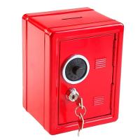 Cofre Metal Portatil Trava Secreta Moedas Documentos Itens Pessoais Infantil Adulto Cofrinho Vermelho - 1