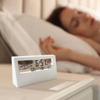Relogio De Mesa Despertador Digital Multifuncao Tela Transparente Lcd Iluminada Sensor Clima Temperatura Umidade Branco - 2