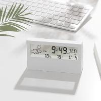 Relogio De Mesa Despertador Digital Multifuncao Tela Transparente Lcd Iluminada Sensor Clima Temperatura Umidade Branco - 9