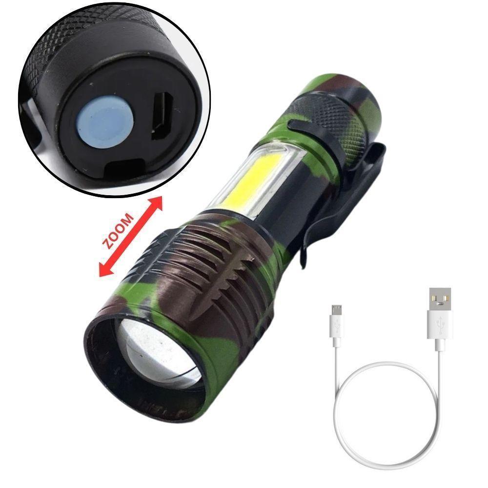 Lanterna Tatica Led Sabre Recarregavel Zoom Mesa 3 Em 1 Sos Trilha Usb Potente Mini De Bolso Militar Multiuso - 3