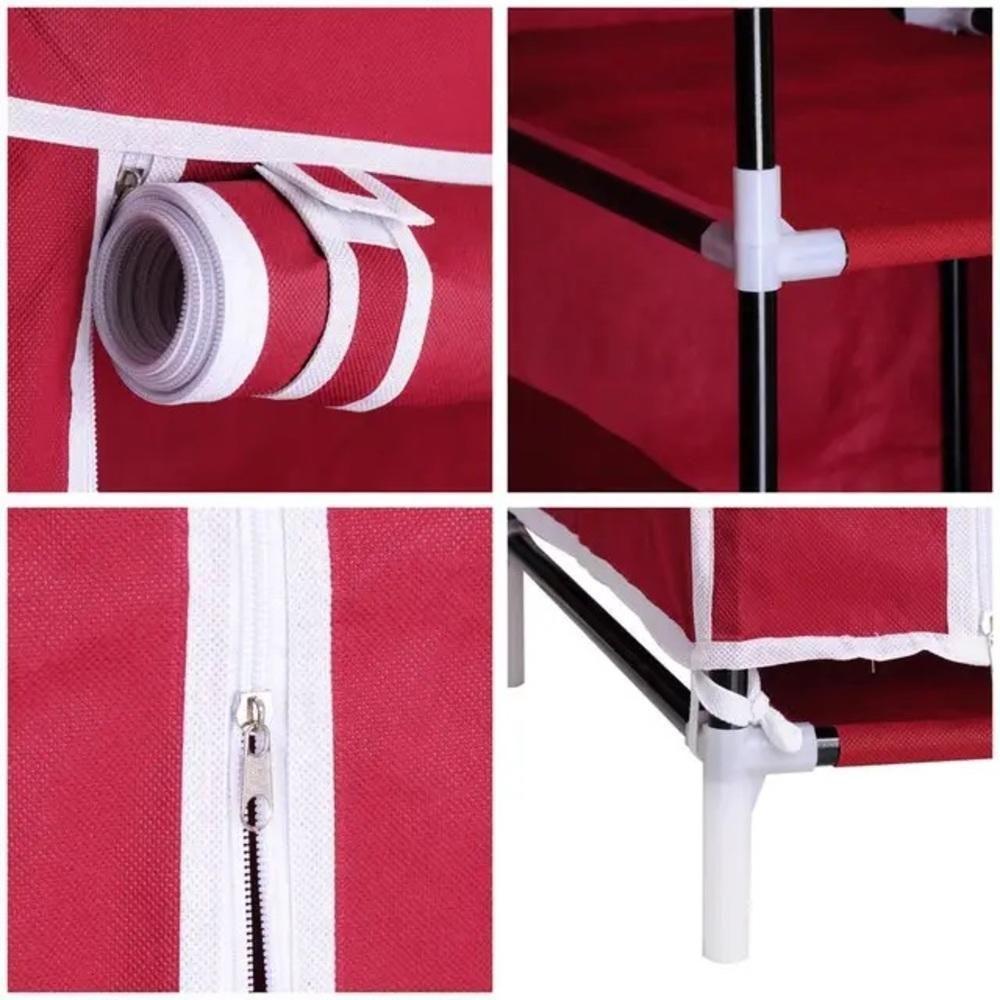 Guarda Roupa Portatil Grande Armario Sapateira Cabideiro Arara Praia Camping Viagem Prateleiras Organizador 175cm - 5