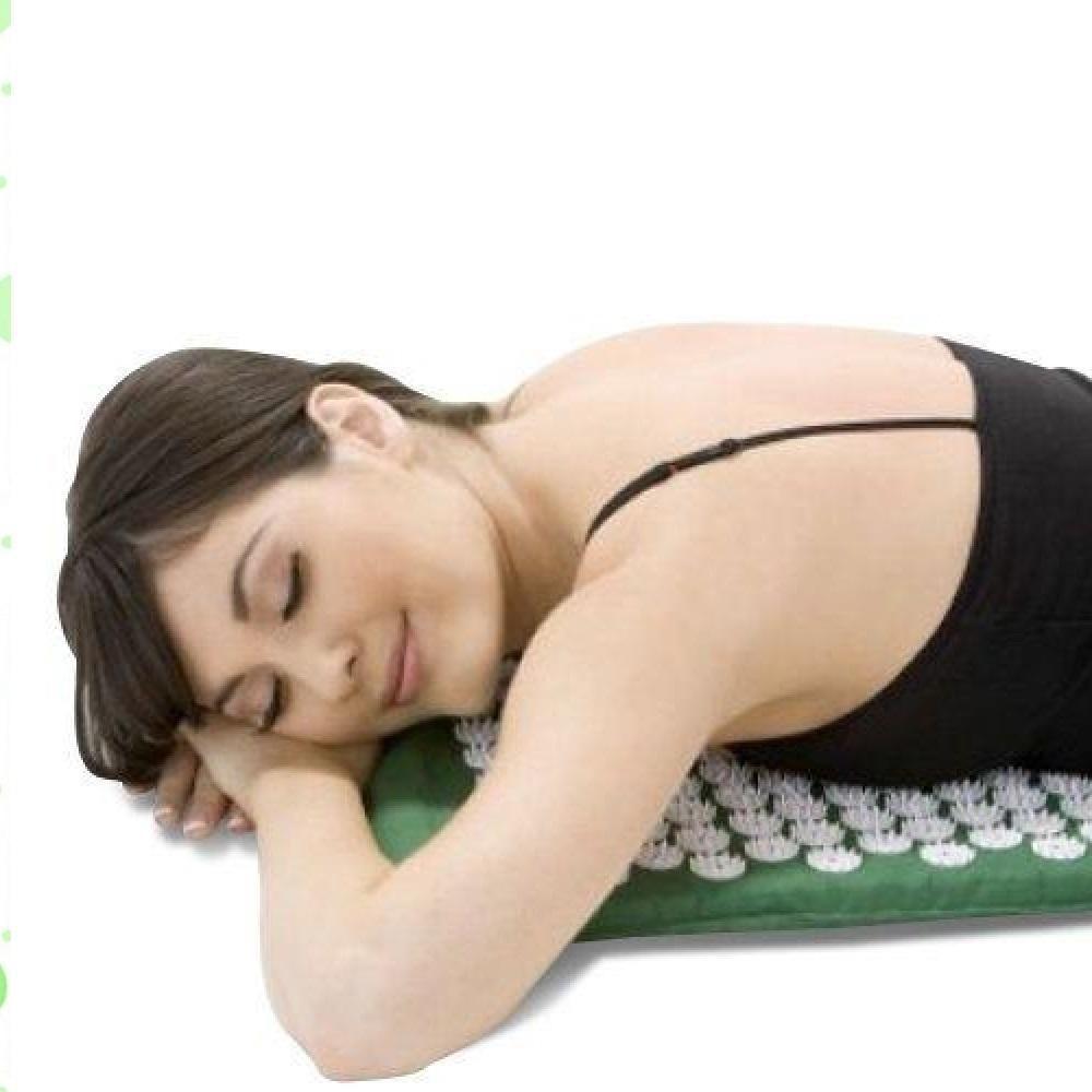 Tapete Massagem Acupuntura Alivio Dores Kit Acupressao Yoga Colchonete Travesseiro Zen Pillow Relax Verde - 5