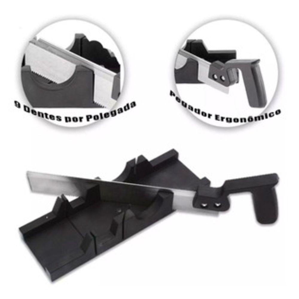 Caixa Meia Esquadria Manual Kit Gabarito Serrote Com Serra Corta Em Angulos 300mm Carpinteiro Profissional - 4