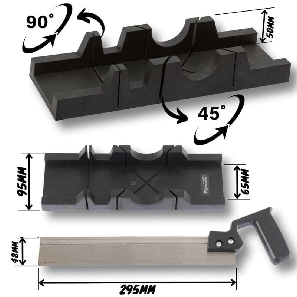 Caixa Meia Esquadria Manual Kit Gabarito Serrote Com Serra Corta Em Angulos 300mm Carpinteiro Profissional - 6