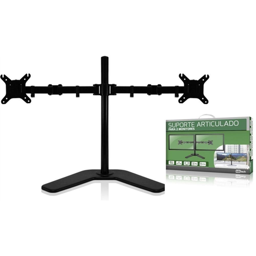 Suporte Duplo Monitor E Tv De Mesa Articulado 2 Monitores Completo Luxo - 1