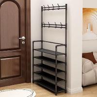 Estante 5 Prateleiras Arara Guarda Roupa Organizador Sapateira Cabideiro Gancho Rack Bolsa Brinquedos Sapatos - 3