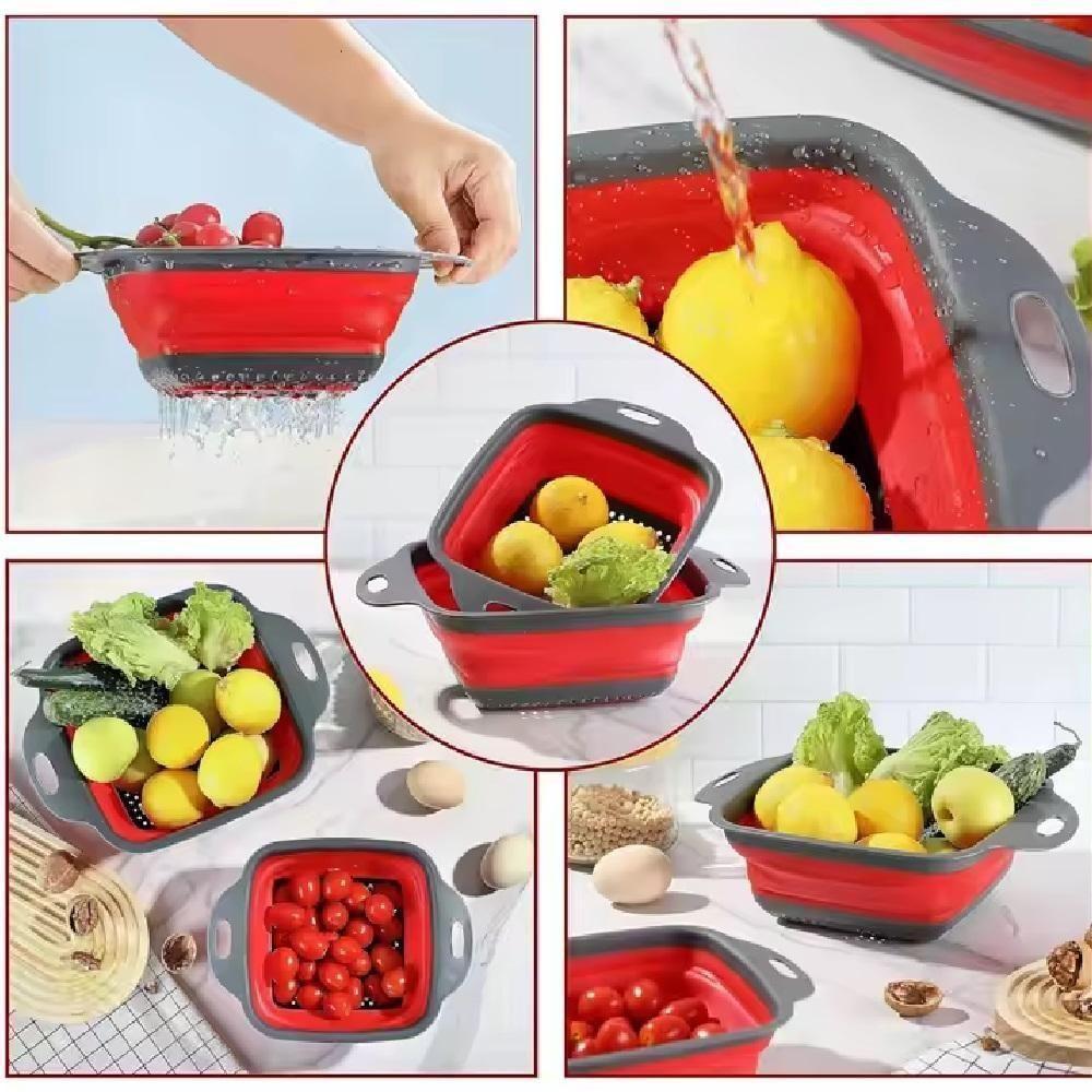 Escorredor Macarrao Legumes Silicone Retratil Cesto Multiuso Alimentos Massas Frutas Com Alca - 3
