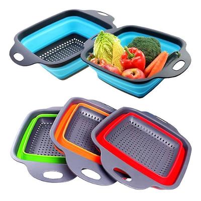 Escorredor Macarrao Legumes Silicone Retratil Cesto Multiuso Alimentos Massas Frutas Com Alca