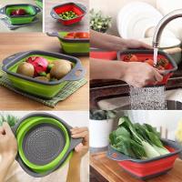 Escorredor Macarrao Legumes Silicone Retratil Cesto Multiuso Alimentos Massas Frutas Com Alca