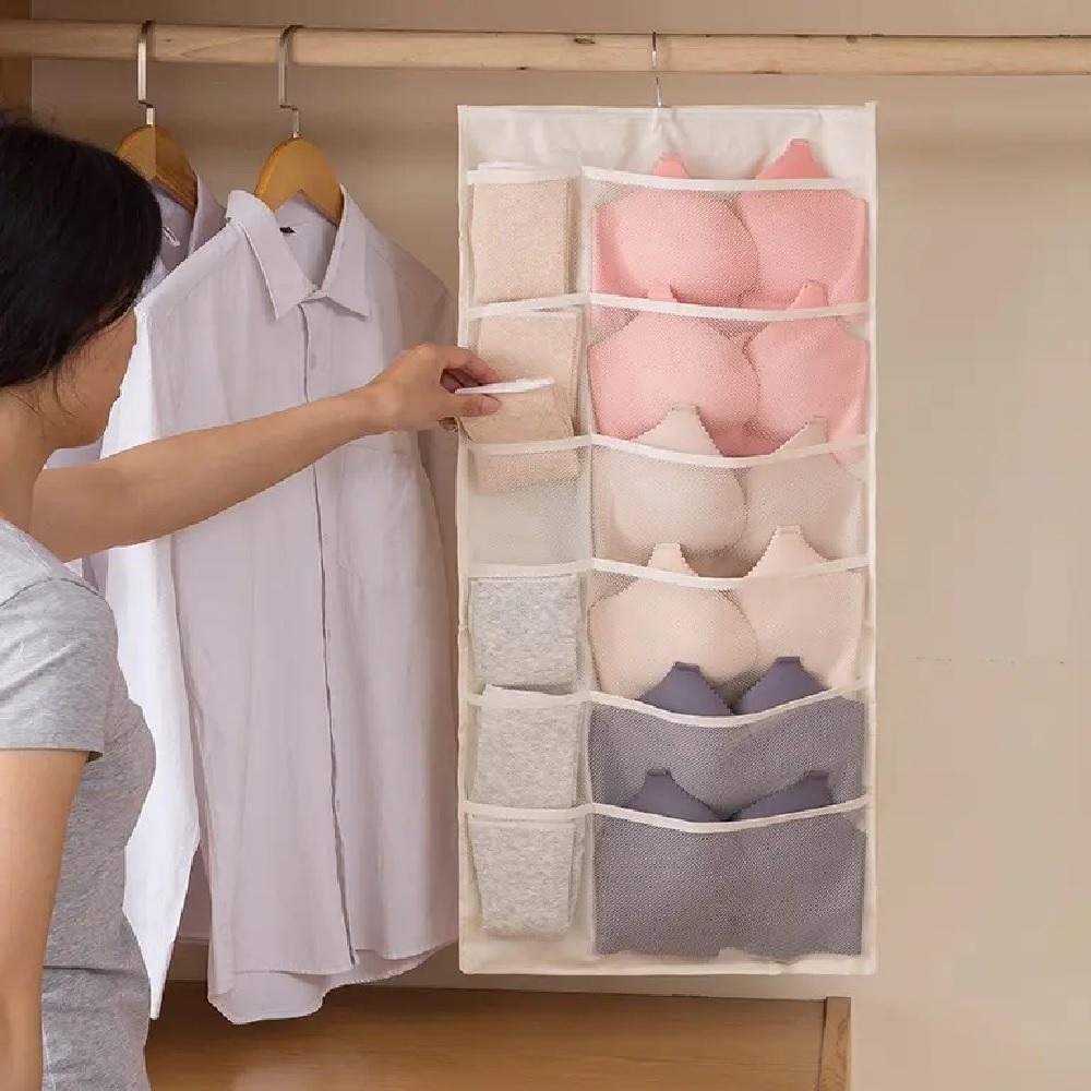 Cabide Organizador 36 Bolsos Porta Sutia Dupla Face Multi Divisorias Closet Joias Guarda Roupa Objetos Papelaria Multius - 7