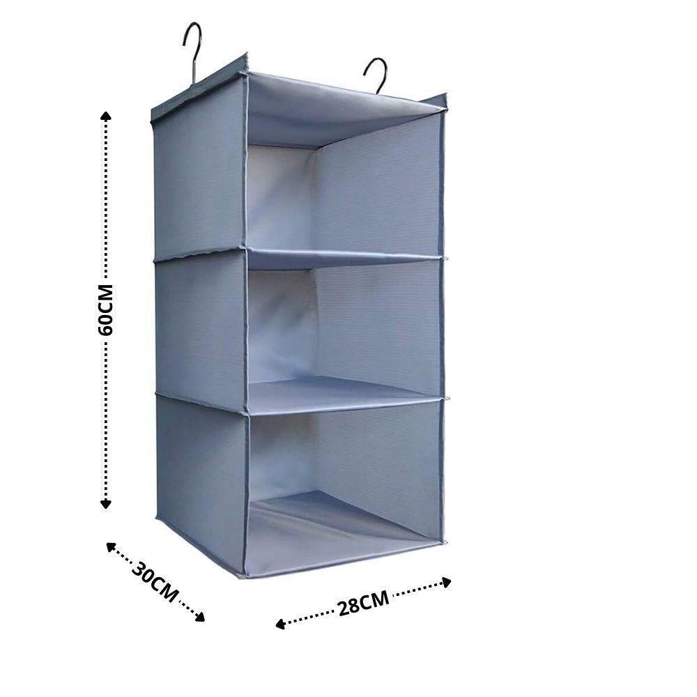 Cabideiro Organizador 3 Prateleiras Sapateeira Vertical Guarda Roupa Closet Divisorias Armario Edredom Multiuso Dobravel - 7