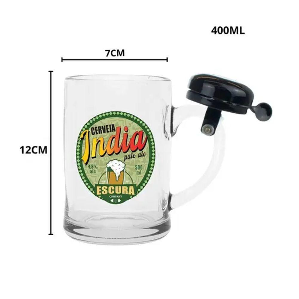 Caneca Chopp Cerveja Vidro Com Campainha 400ml India Pale Al - 2