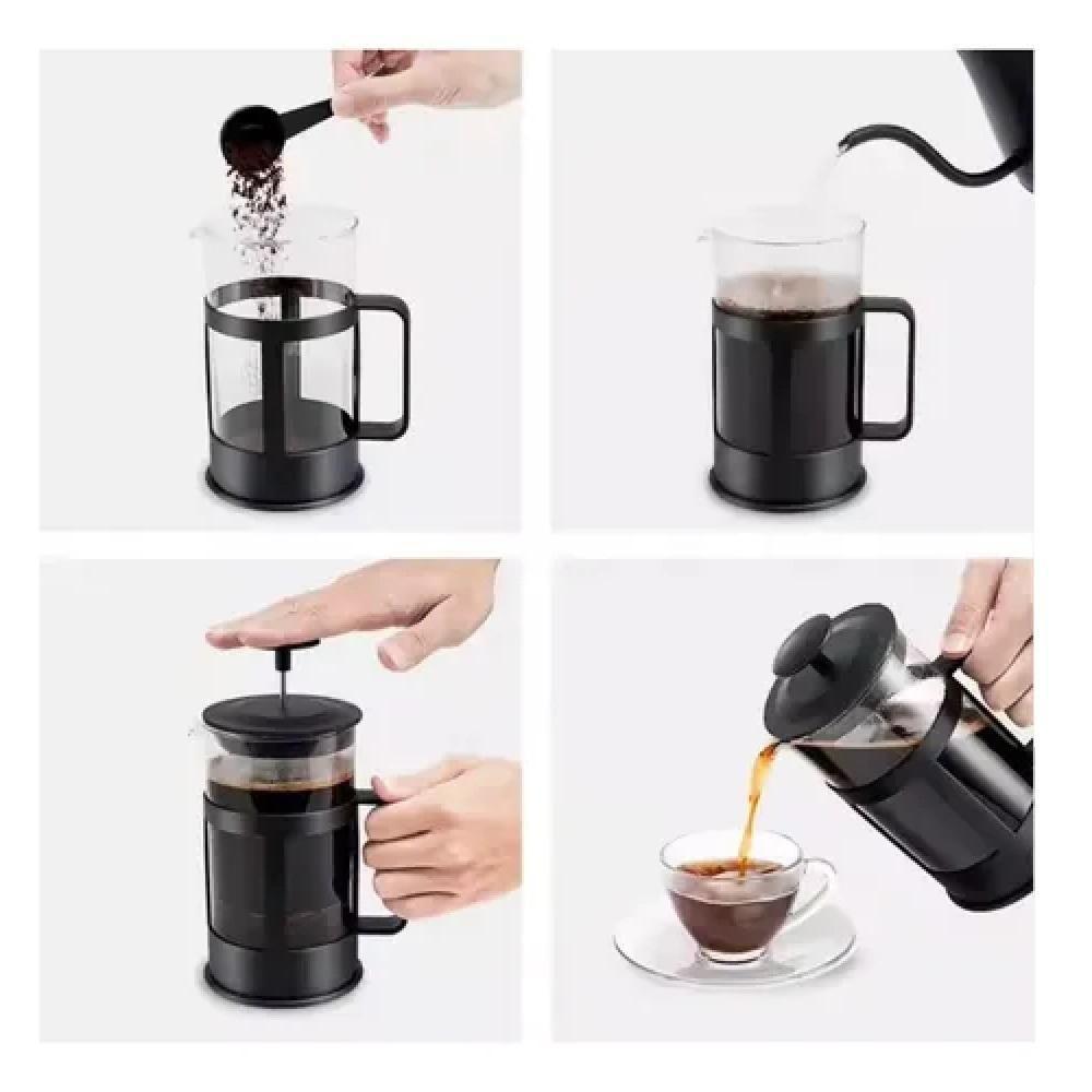 Cafeteira Francesa Prensa Inox Cremeira Vidro Jarra Cha Cafe Cremoso Manual Coador Filtro 350ml French Press - 8