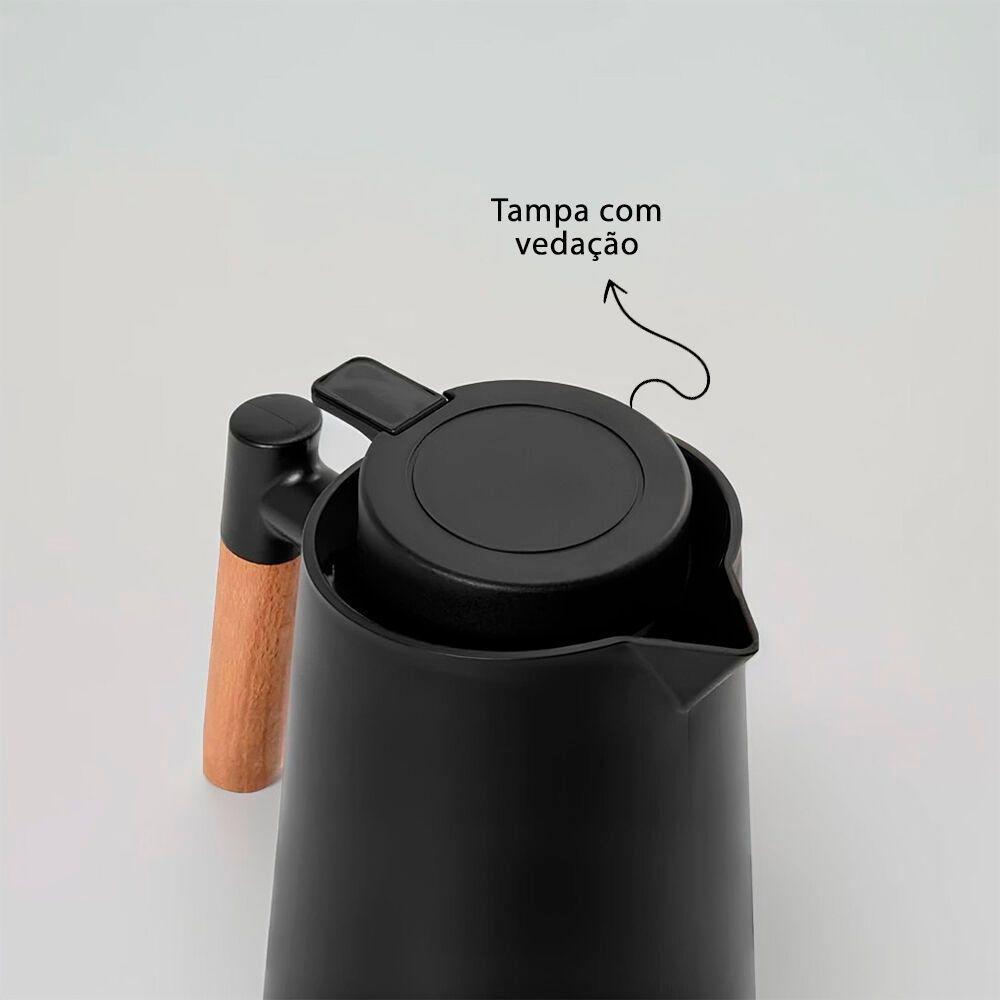 Bule Térmico De 1 Litro Com Vidro E Alça De Madeira - Sofisticação E Praticidade Em Cada Gole - 7