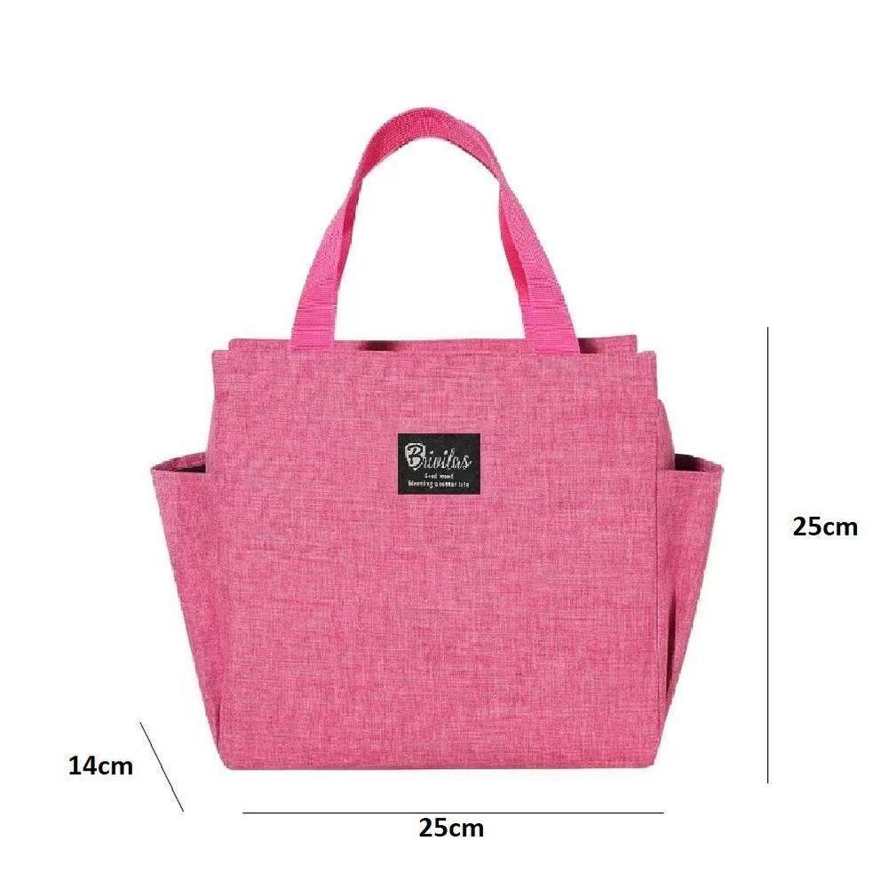 Bolsa Termica Grande Academia Parque Piquinique Marmita Frutas Alca 2 Bolsos Multiuso Luxo Rosa - 3