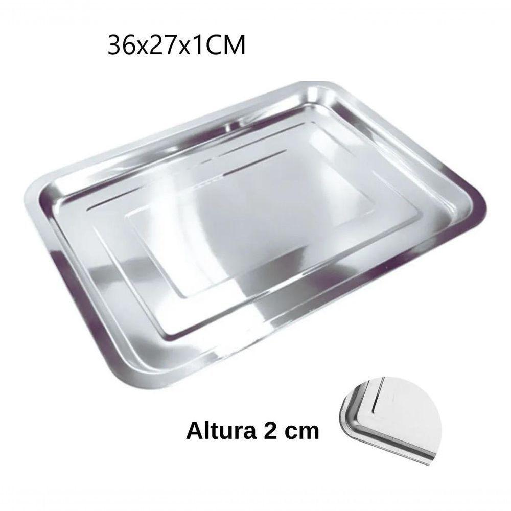 Bandeja Inox Cafe Retangular 40x30cm Rasa Travessa Restaurante Salada Porcao Bar Mesa Grande - 4