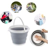 Balde Portatil Ecologico Retratil Cozinha Banheiro Lavanderia 10 Litros Alça Plastica Cinza - 3