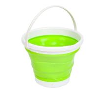 Balde Flexivel Silicone Dobravel Cesto Portátil Flash Mop 10l Grande Para Roupa Agua Gelo Multiuso Verde