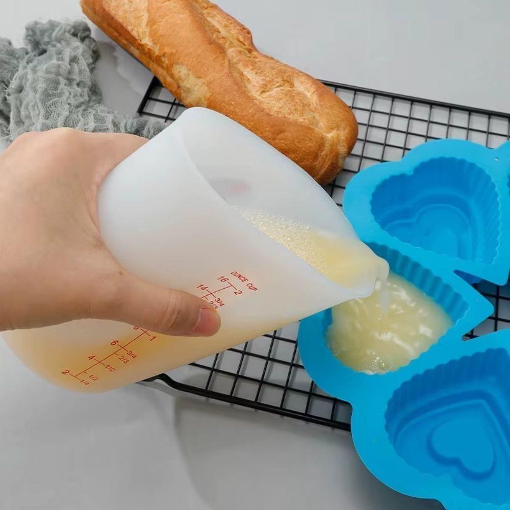 Copo Medidor Dosador Silicone Flexivel Jarra Medidora Graduado 500ml Quimica Confeitaria Xicara Cozinha Culinaria Multiu - 6