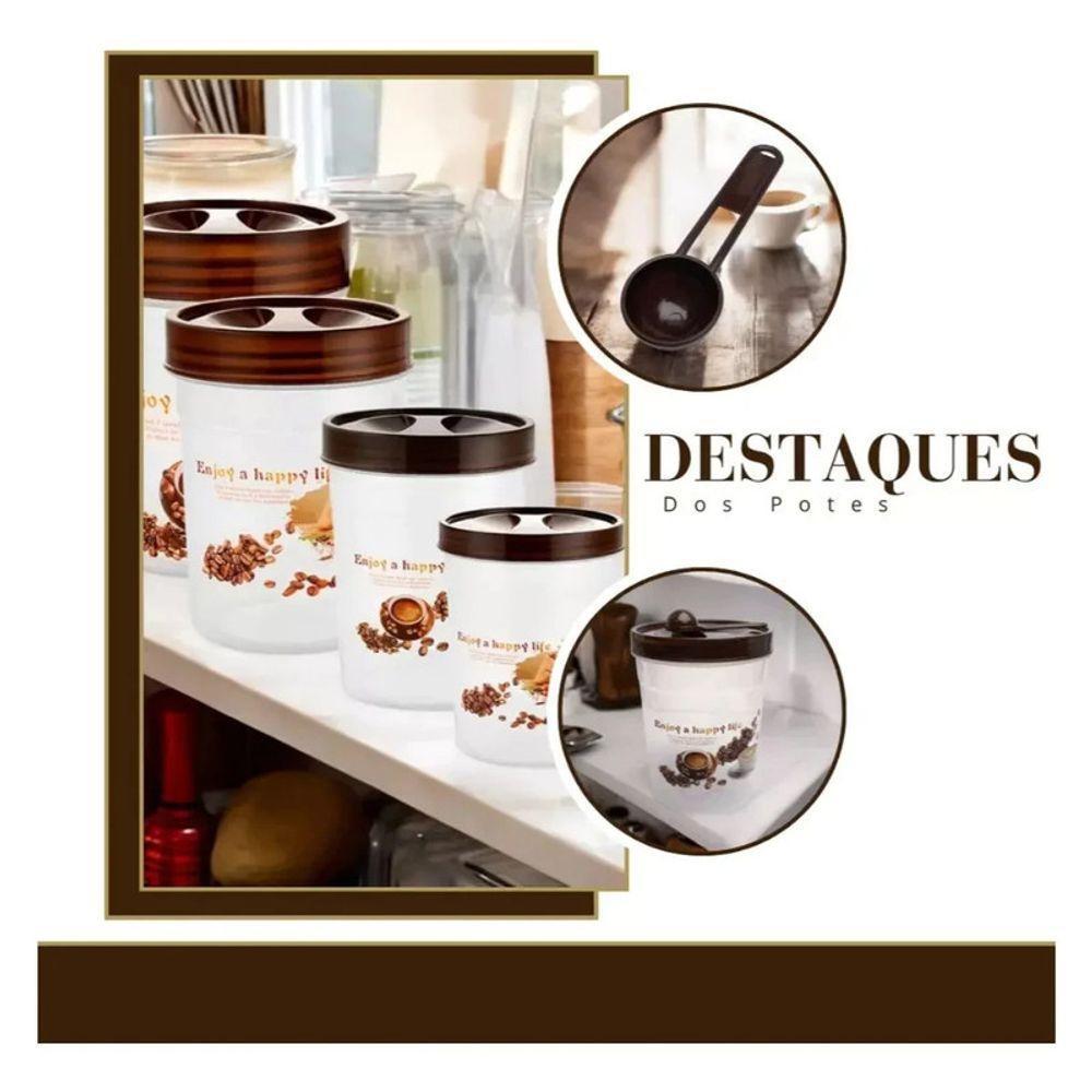 Conjunto Potes Plásticos Tampa Rosca 4 Peças Colher Medidor - 3