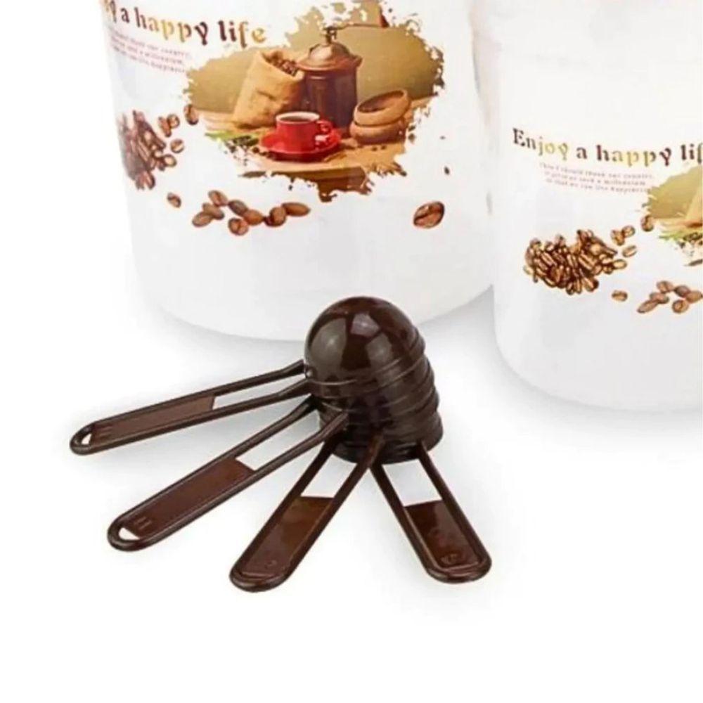 Conjunto Potes Plásticos Tampa Rosca 4 Peças Colher Medidor - 5