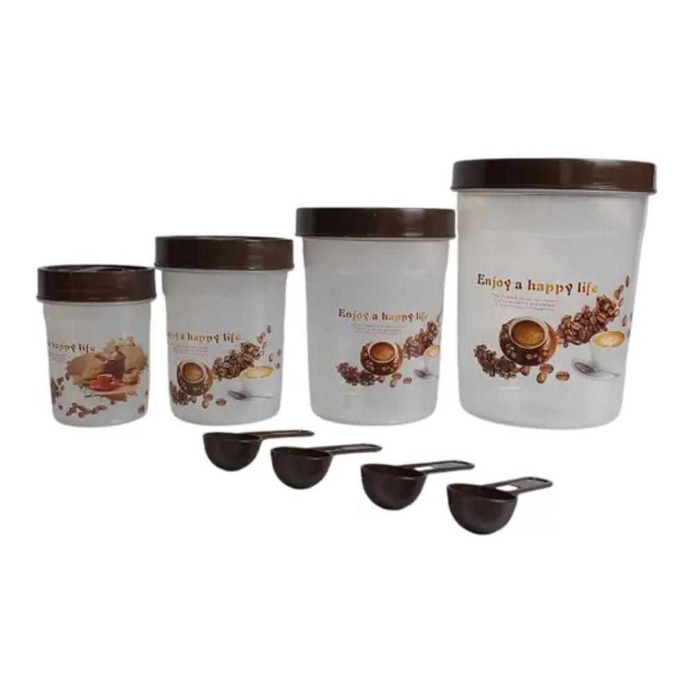 Conjunto Potes Plásticos Tampa Rosca 4 Peças Colher Medidor - 7