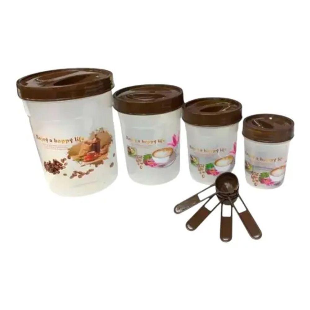 Conjunto Potes Plásticos Tampa Rosca 4 Peças Colher Medidor - 8