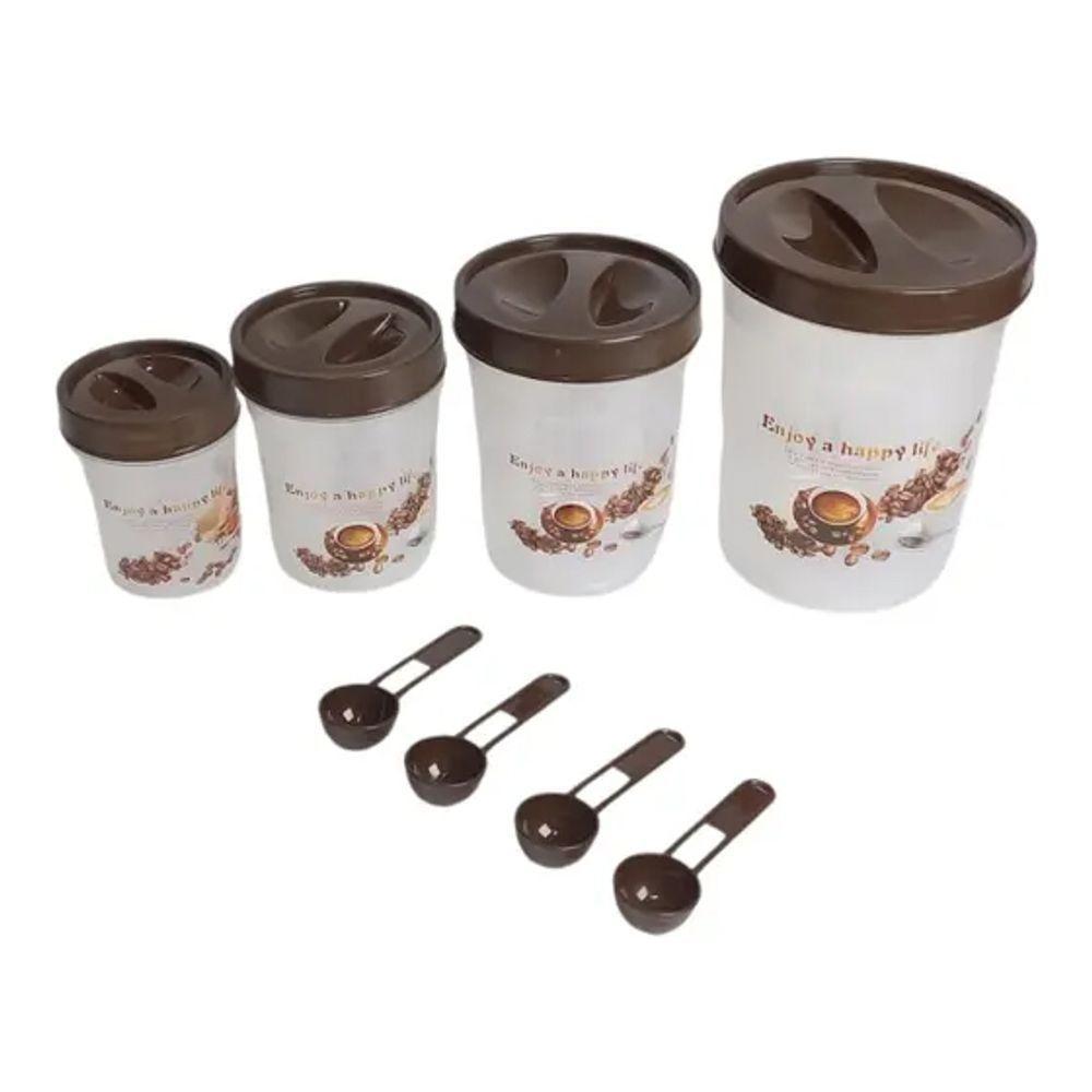 Conjunto Potes Plásticos Tampa Rosca 4 Peças Colher Medidor - 9