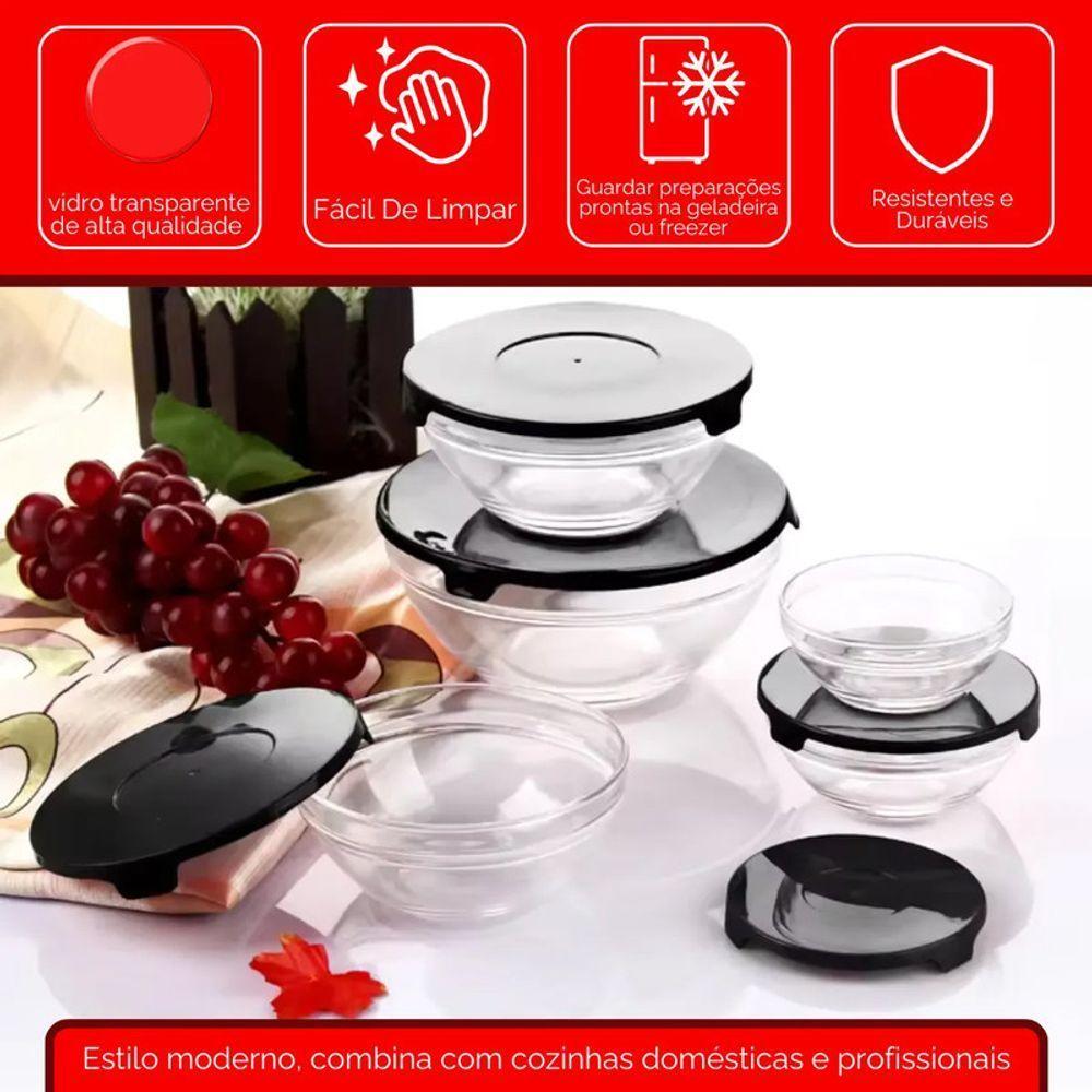 Conjunto Potes Vidro Tampa Plástica Hermética Cozinha 5 Peça - 3