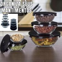 Conjunto Potes Vidro Tampa Plástica Hermética Cozinha 5 Peça - 2