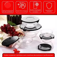 Conjunto Potes Vidro Tampa Plástica Hermética Cozinha 5 Peça - 3