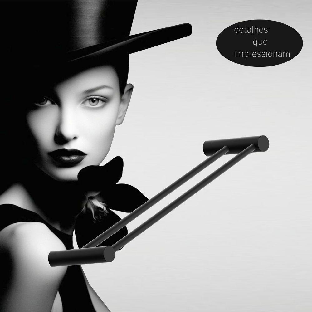 Porta Toalha Toalheiro Duplo Rosto Para Banheiro Preto Fosco Orion 30cm - 2