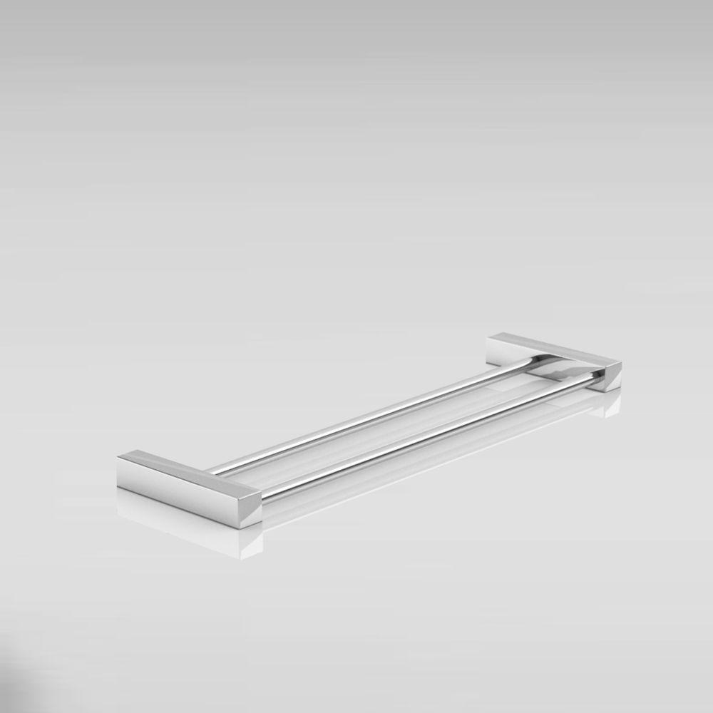 Porta Toalha Toalheiro Duplo Para Banheiro Alto Brilho Troia 30cm - 3