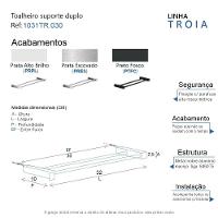 Porta Toalha Toalheiro Duplo Para Banheiro Alto Brilho Troia 30cm - 4