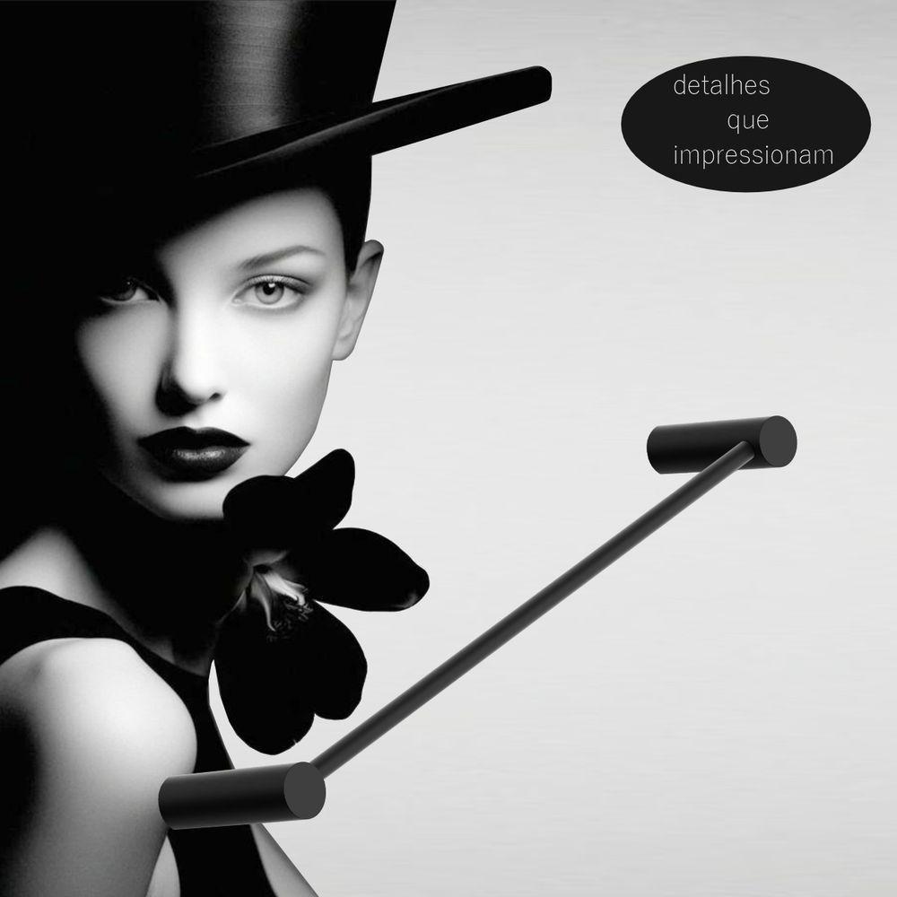 Porta Toalha Toalheiro De Rosto Para Banheiro Preto Fosco Orion 50cm - 2