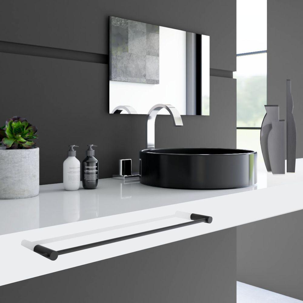 Porta Toalha Toalheiro De Rosto Para Banheiro Preto Fosco Orion 50cm - 4