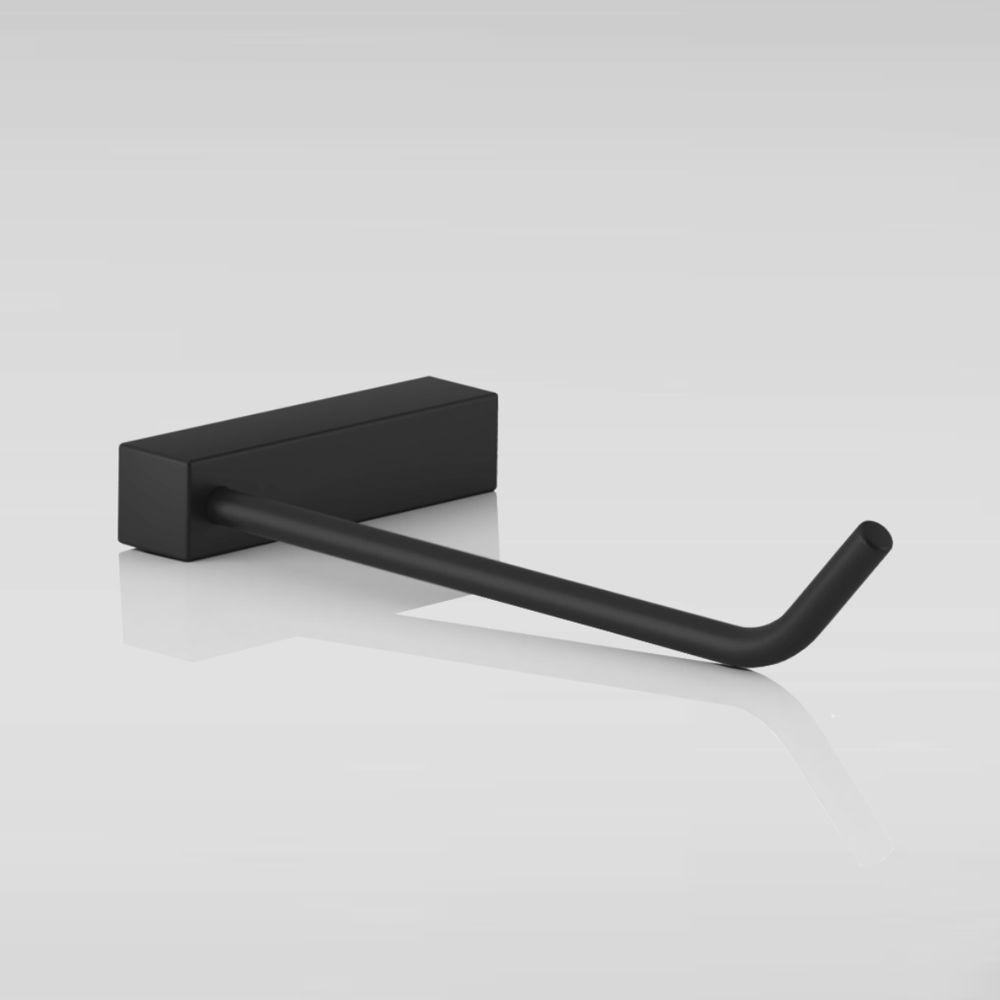 Porta Papel Higiênico Para Banheiro Preto Fosco Troia Grego Metal - 3