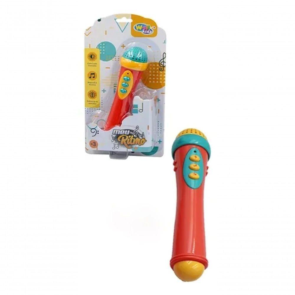 Microfone Infantil Musical Luz Som Brinquedo Educativo Pilha - 2