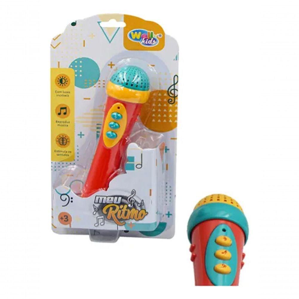 Microfone Infantil Musical Luz Som Brinquedo Educativo Pilha - 4