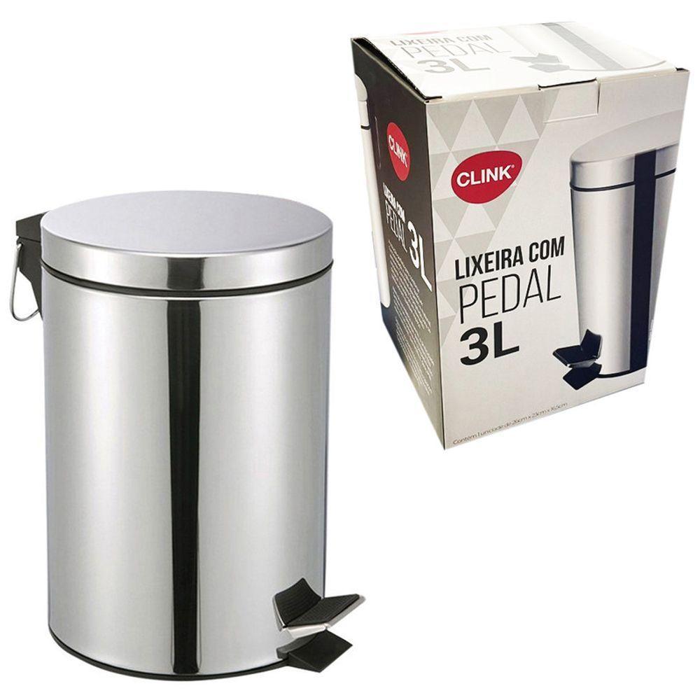 Lixeira Pedal 3l Inox Balde Removível Redonda - 1