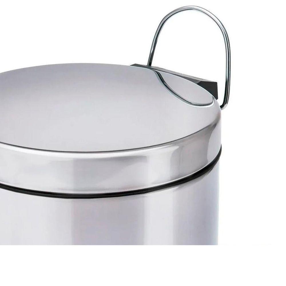 Lixeira Pedal 3l Inox Balde Removível Redonda - 7