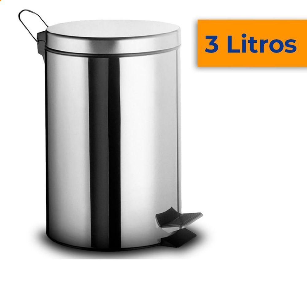 Lixeira Pedal 3l Inox Balde Removível Redonda - 8