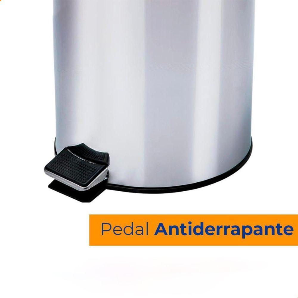 Lixeira Pedal 3l Inox Balde Removível Redonda - 9