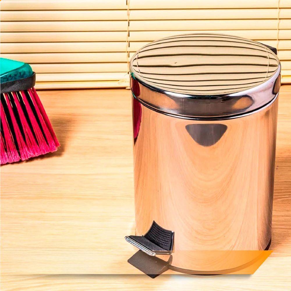 Lixeira Pedal 3l Inox Balde Removível Redonda - 10