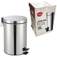 Lixeira Pedal 3l Inox Balde Removível Redonda - 1
