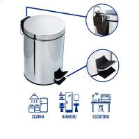Lixeira Pedal 3l Inox Balde Removível Redonda - 3
